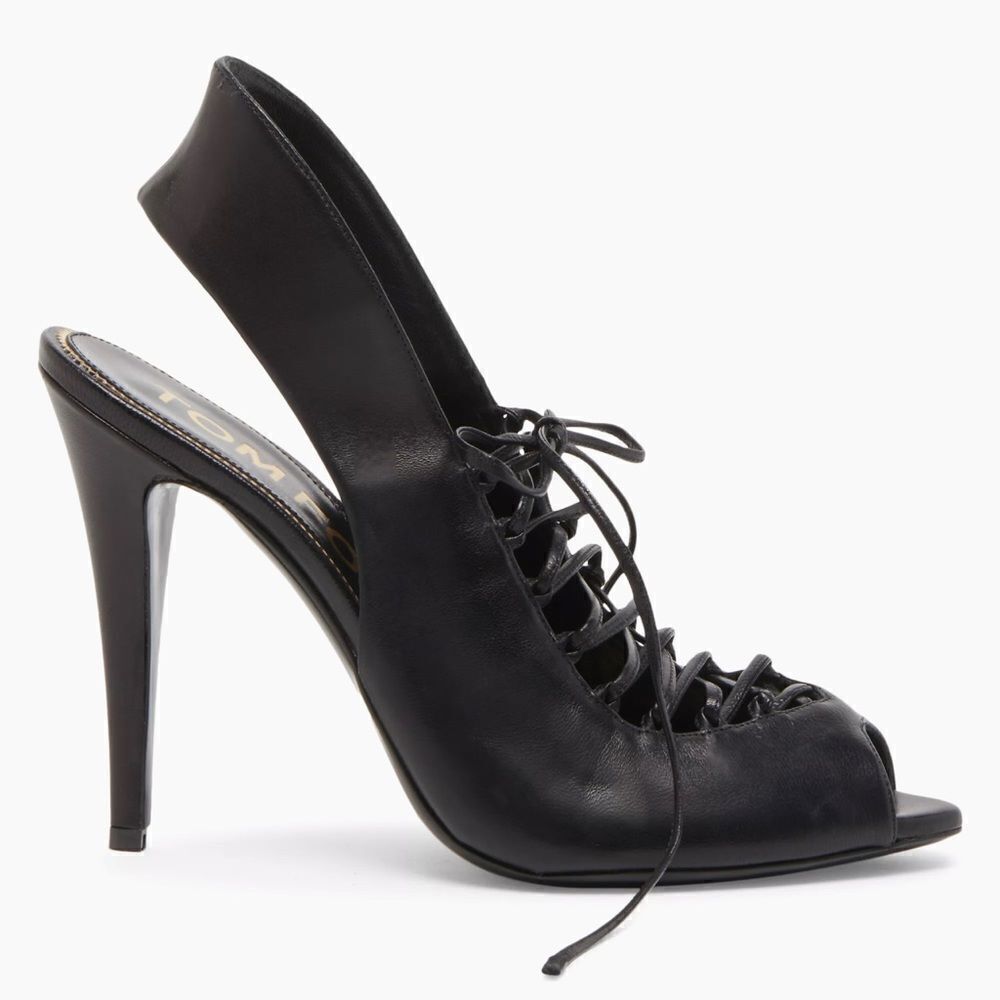 TOM FORD 105MM Leather Lace-Up Slingback Sandals size 39